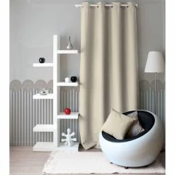 TOILINUX Lot De 2 Rideaux Unis Avec œillets - 140 X 240 Cm - Ecru -Auchan Boutique B2CD 100