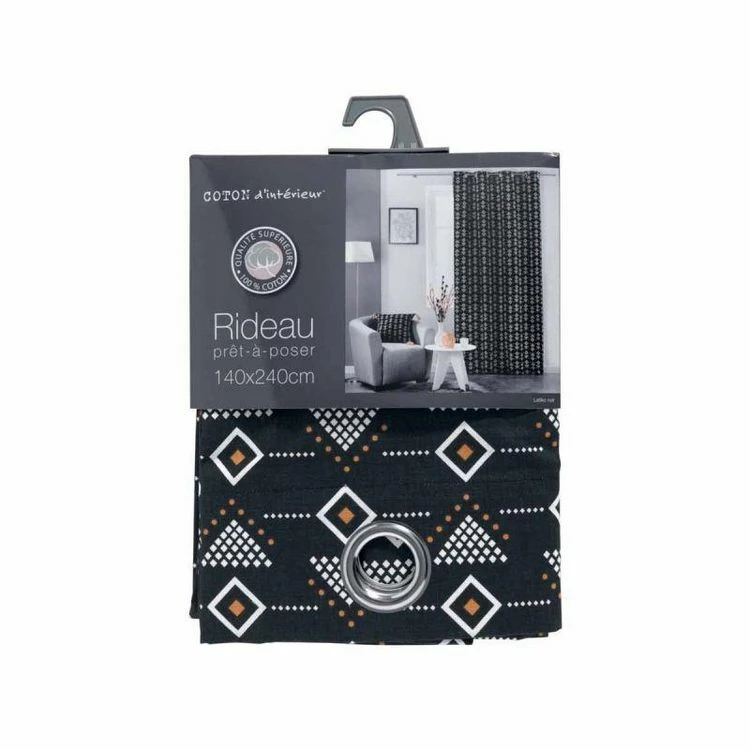 Paris Prix Rideau à Oeillets Letiko 140x240cm Noir 4 Paris Prix Rideau à Oeillets Letiko 140x240cm Noir – Image 2