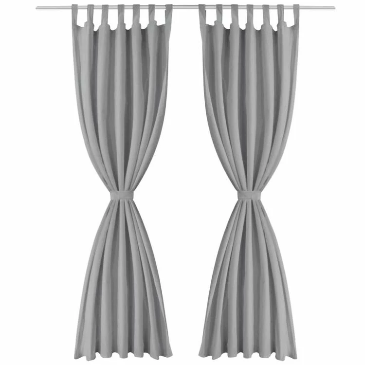 VIDAXL Rideau Occultant Avec Boucles 2 Pcs 140 X 175 Cm Gris 4 VIDAXL Rideau Occultant Avec Boucles 2 Pcs 140 X 175 Cm Gris – Image 2