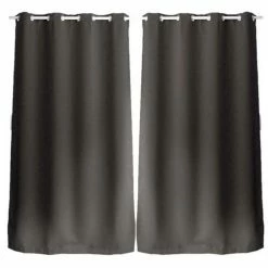TOILINUX Lot De 2 Rideaux Unis Occultants Avec œillets - 140 X 240 Cm - Gris Foncé