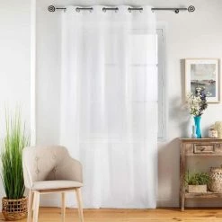 Paris Prix Rideau à Oeillets Etamina 140x240cm Blanc 7 Paris Prix Rideau à Oeillets Etamina 140x240cm Blanc -Auchan Boutique B2CD 1047