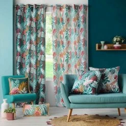 Paris Prix Rideau à Œillets Imprimé Jacala 140x260cm Bleu 7 Paris Prix Rideau à Œillets Imprimé Jacala 140x260cm Bleu -Auchan Boutique B2CD 1083