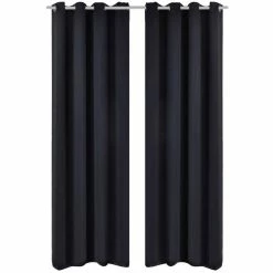VIDAXL 2 Pcs Rideau Blackout Occultant Noir Avec Ĺ’illets En Metal 135x245cm