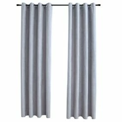 VIDAXL Rideaux Occultants Avec Anneaux En Metal 2 Pcs Gris 140x245 Cm -Auchan Boutique B2CD 1202