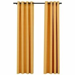 VIDAXL Rideaux Occultants Aspect Lin A œillets 2 Pcs Jaune 140x245 Cm -Auchan Boutique B2CD 1227