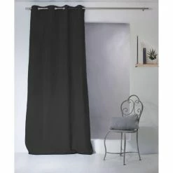 TOILINUX Lot De 2 Rideaux Unis Effet Bachette 8 œillets - 135 X 240 Cm - Noir -Auchan Boutique B2CD 1245