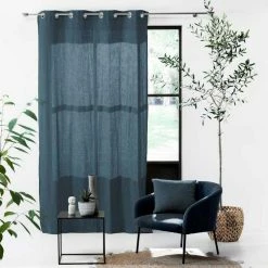 Paris Prix Rideau à Œillets Angelia 135x240cm Bleu Marine -Auchan Boutique B2CD 1253