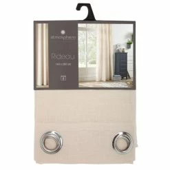 TOILINUX Lot De 2 Rideaux En Polyester Modèle Léon - 140 X 260 Cm - Beige 10 TOILINUX Lot De 2 Rideaux En Polyester Modèle Léon - 140 X 260 Cm - Beige -Auchan Boutique B2CD 1317