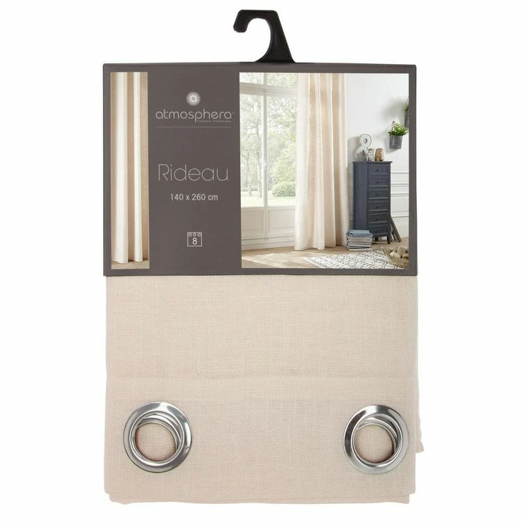 TOILINUX Lot De 2 Rideaux En Polyester Modèle Léon - 140 X 260 Cm - Beige 6 TOILINUX Lot De 2 Rideaux En Polyester Modèle Léon - 140 X 260 Cm - Beige – Image 4