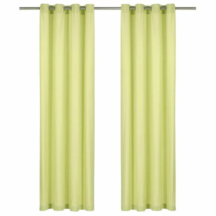 VIDAXL Rideaux Avec Anneaux En Metal 2 Pcs Coton 140x245 Cm Vert 3 VIDAXL Rideaux Avec Anneaux En Metal 2 Pcs Coton 140x245 Cm Vert