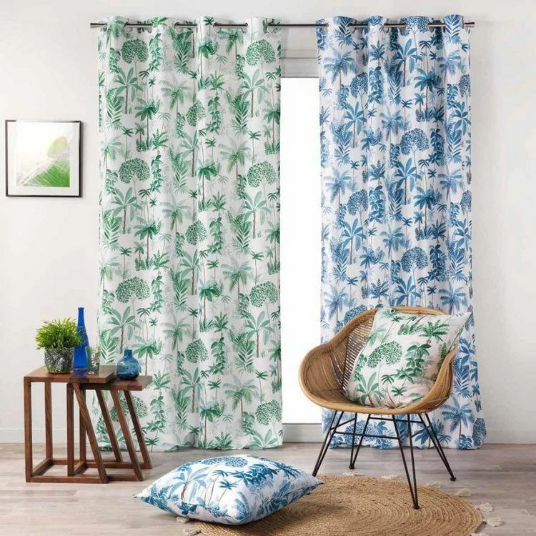 Paris Prix Rideau à Œillets Imprimé Amazonia 140x260cm Bleu 6 Paris Prix Rideau à Œillets Imprimé Amazonia 140x260cm Bleu – Image 4