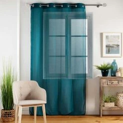 Paris Prix Rideau à Oeillets Etamina 140x240cm Bleu -Auchan Boutique B2CD 1360