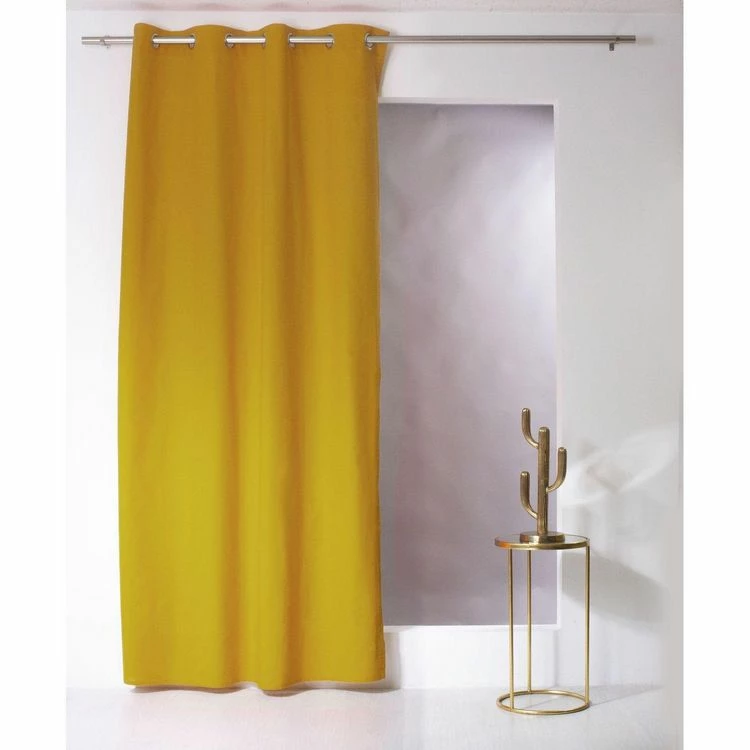 TOILINUX Lot De 2 Rideaux Unis Effet Bachette 8 œillets - 135 X 240 Cm - Moutarde 4 TOILINUX Lot De 2 Rideaux Unis Effet Bachette 8 œillets - 135 X 240 Cm - Moutarde – Image 2