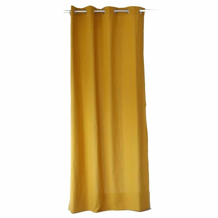 TOILINUX Lot De 2 Rideaux Unis Effet Bachette 8 œillets - 135 X 240 Cm - Moutarde 5 TOILINUX Lot De 2 Rideaux Unis Effet Bachette 8 œillets - 135 X 240 Cm - Moutarde – Image 3