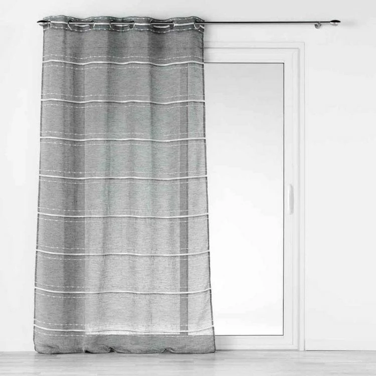 Paris Prix Rideau à Œillets Tissé Aloria 140x240cm Gris 3 Paris Prix Rideau à Œillets Tissé Aloria 140x240cm Gris