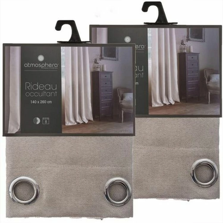TOILINUX Lot De 2 Rideaux Occultants Elena En Polyester - 140 X 260 Cm - Couleur Lin 3 TOILINUX Lot De 2 Rideaux Occultants Elena En Polyester - 140 X 260 Cm - Couleur Lin