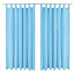 VIDAXL Rideau Occultant Avec Boucles 2 Pcs 140 X 175 Cm Turquoise