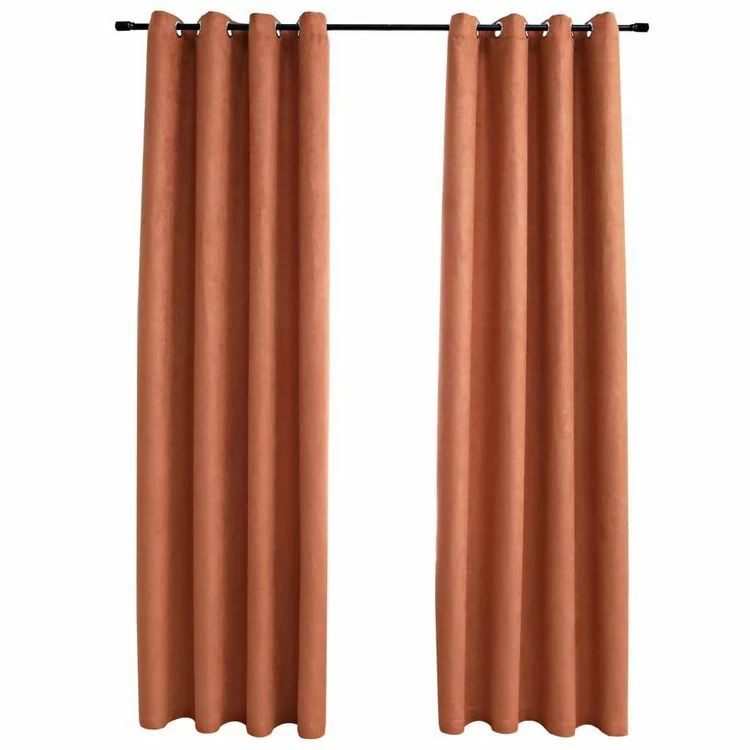 VIDAXL Rideaux Occultants Et Anneaux En Metal 2 Pcs Rouille 140x245 Cm 4 VIDAXL Rideaux Occultants Et Anneaux En Metal 2 Pcs Rouille 140x245 Cm – Image 2