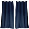 TOILINUX Lot De 2 Rideaux Unis Effet Bachette 8 œillets - 135 X 240 Cm - Bleu Marine