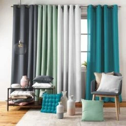 Paris Prix Rideau à Oeillets Essentiel 140x260cm Pétrole -Auchan Boutique B2CD 1498