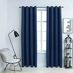 VIDAXL Rideaux Occultants Avec Anneaux En Metal 2 Pcs Bleu 140x245 Cm