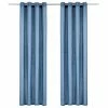 VIDAXL Rideaux Avec Anneaux En Metal 2 Pcs Coton 140x245 Cm Bleu