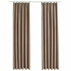 VIDAXL Rideaux Occultants Avec Crochets 2 Pcs Taupe 140x225 Cm -Auchan Boutique B2CD 1553