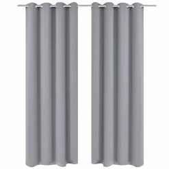 VIDAXL 2 Pcs Rideau Blackout Occultant Gris Avec Ĺ’illets En Metal 135x245cm