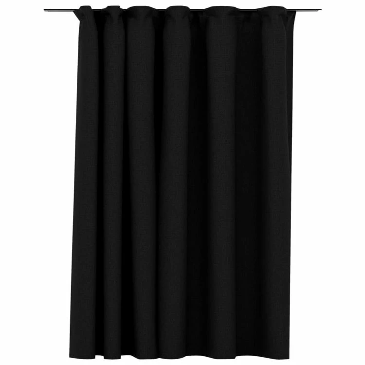 VIDAXL Rideau Occultant D'aspect De Lin Crochets Anthracite 290x245 Cm 4 VIDAXL Rideau Occultant D'aspect De Lin Crochets Anthracite 290x245 Cm – Image 2