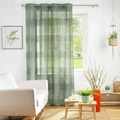 Paris Prix Rideau à Œillets Tissé Terraza 140x240cm Vert -Auchan Boutique B2CD 1612