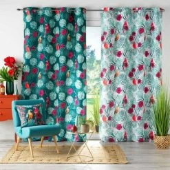 Paris Prix Rideau à Œillets Imprimé Caracas 140x260cm Blanc -Auchan Boutique B2CD 1615