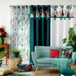 Paris Prix Rideau à Œillets Imprimé Caracas 140x260cm Blanc -Auchan Boutique B2CD 1616