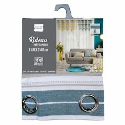 Paris Prix Rideau à Œillets Imprimé Naturaline 140x240cm Bleu -Auchan Boutique B2CD 162