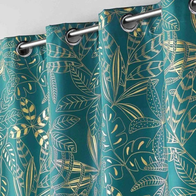 Paris Prix Rideau à Œillets Imprimé Belflor 140x260cm Émeraude 4 Paris Prix Rideau à Œillets Imprimé Belflor 140x260cm Émeraude – Image 2