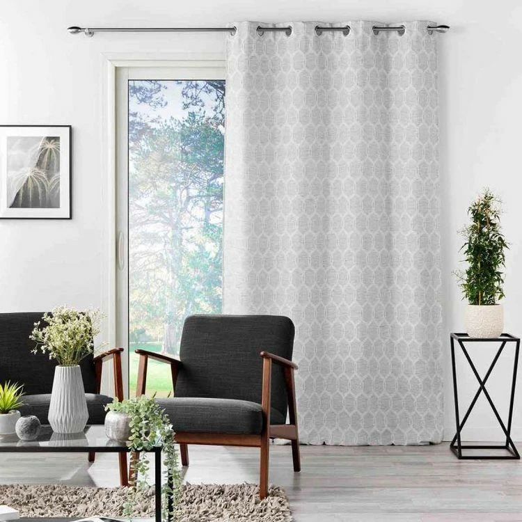 Paris Prix Rideau à Œillets Jacquard Utopia 140x260cm Gris 6 Paris Prix Rideau à Œillets Jacquard Utopia 140x260cm Gris – Image 4