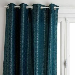 ATMOSPHERA Rideau à œillets Jacquard Lurex 140x260 Cm Art Déco Canard