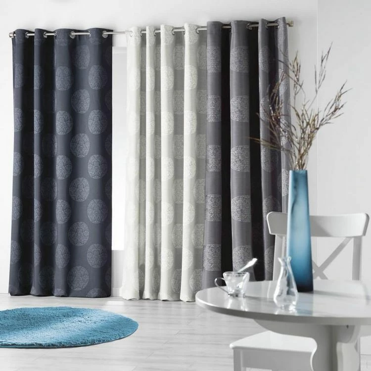 Paris Prix Rideau à Oeillets Jacquard Orkys 140x260cm Gris 4 Paris Prix Rideau à Oeillets Jacquard Orkys 140x260cm Gris – Image 2