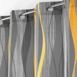 Paris Prix Rideau à Œillets Ondulys 140x260cm Jaune & Anthracite -Auchan Boutique B2CD 1727
