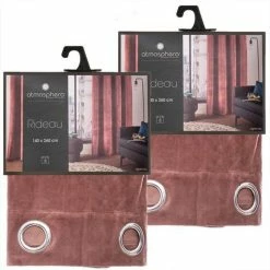 TOILINUX Lot De 2 Rideaux Lilou - 140 X 260 Cm - Rose Blush