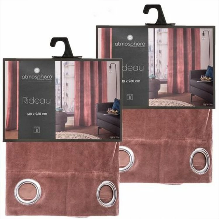 TOILINUX Lot De 2 Rideaux Lilou - 140 X 260 Cm - Rose Blush 3 TOILINUX Lot De 2 Rideaux Lilou - 140 X 260 Cm - Rose Blush