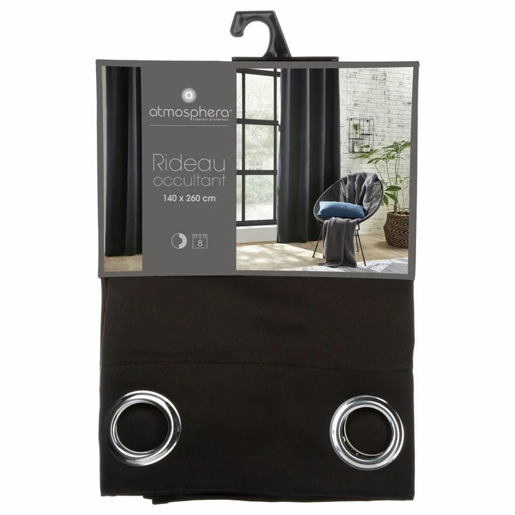 TOILINUX Lot De 2 Rideaux Occultants Louisa - 140 X 260 Cm - Noir 6 TOILINUX Lot De 2 Rideaux Occultants Louisa - 140 X 260 Cm - Noir – Image 4