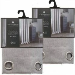 TOILINUX Lot De 2 Rideaux Occultants Elena En Polyester - 140 X 260 Cm - Gris Clair