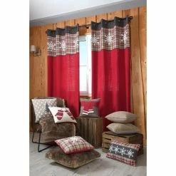 Lovely Casa Rideau à œillets 140x260 Megève Rouge 100% Coton -Auchan Boutique B2CD 1761