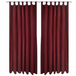 VIDAXL 2 Pcs Rideau A Passant Micro Satin Bordeaux 140 X 245 Cm