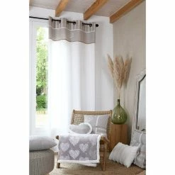 Lovely Casa Rideau à œillets 140x260 Cm Adelaïde Naturel Coton -Auchan Boutique B2CD 1832