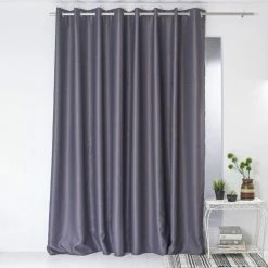 TOILINUX Lot De 2 Grands Rideaux Unis Occultants Avec œillets - 300 X 240 Cm - Gris Foncé 7 TOILINUX Lot De 2 Grands Rideaux Unis Occultants Avec œillets - 300 X 240 Cm - Gris Foncé -Auchan Boutique B2CD 1836