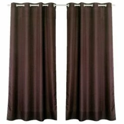 TOILINUX Lot De 2 Rideaux En Toile Unie Basic à 8 œillets - Longueur 240 Cm X Largeur 140 Cm - Marron Chocolat Fondant