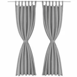 VIDAXL Rideau Occultant Avec Boucles 2 Pcs 140 X 225 Cm Gris -Auchan Boutique B2CD 1907