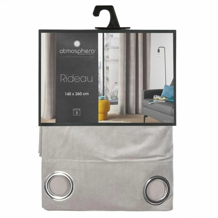 TOILINUX Lot De 2 Rideaux Lilou - 140 X 260 Cm - Gris Clair 5 TOILINUX Lot De 2 Rideaux Lilou - 140 X 260 Cm - Gris Clair – Image 3