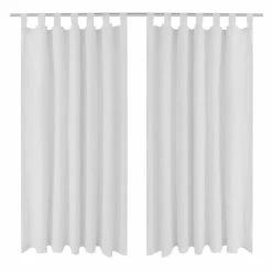 VIDAXL 2 Pcs Rideau A Passant Micro Satin Blanc 140 X 225 Cm